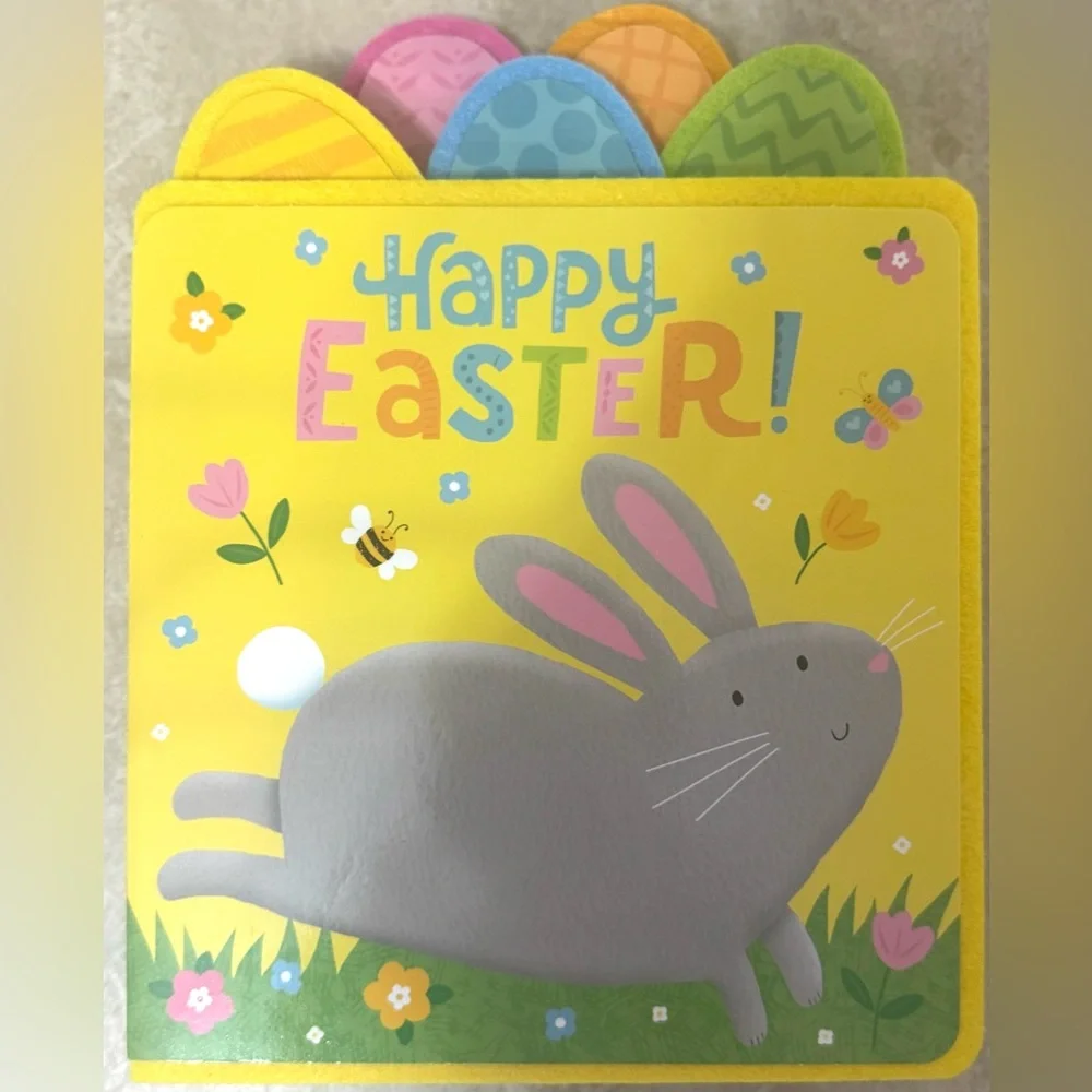 Pottery Barn Kids Tie-Ear Bunny Bucket, 2 Books Plastic Eggs & Light Up Bubbles